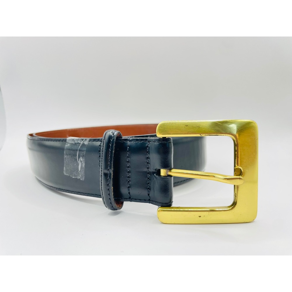 Coach‎ Vintage Black Polished Cowhide Leather Belt Gold Brass Buckle 8511 Medium
